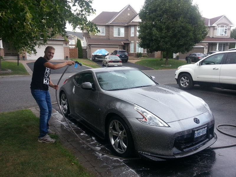 Here’s Perry washing his Nissan 370Z, getting it ready for the car show!